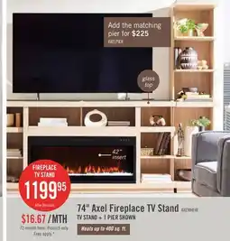 The Brick Axel 74 Modern Electric Fireplace TV Stand with Storage and Cable Management for TVs up to 85- Taupe offer