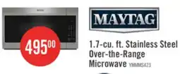 The Brick Maytag 1.7 Cu. Ft. Over-the-Range Microwave with 900 Watts Cooking - Stainless Steel - YMMMS4230PZ offer