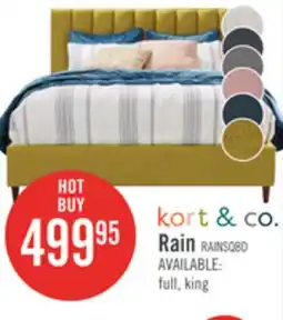 The Brick Kort & Co. Rain Upholstered Platform Bed in Green Fabric, Tufted - Queen Size offer