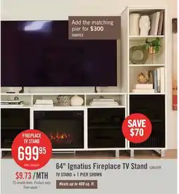 The Brick Ignatius 64 Modern Electric Fireplace TV Stand with Storage & Cable Management for TVs up to 70 offer