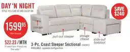 The Brick Coast 3-Piece Right-Facing Fabric Sleeper Sectional with Storage and Ottoman - Ivory White offer