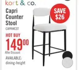 The Brick Kort & Co. Capri Counter-Height Stool with Boucle Fabric & Gold Accent, Metal - White offer