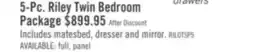 The Brick Riley Mates Bed 5pc Set with Bookcase Headboard, Dresser & Mirror, Natural - Twin Size offer