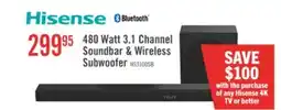 The Brick HISENSE HS3100 3.1 Channel 480W Soundbar with Wireless Subwoofer (HS3100) offer