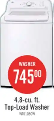 The Brick LG 4.8 Cu. Ft. Top-Load High-Efficiency Washer - White - WT6105CW offer