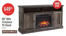 The Brick Ollie 60 Electric Fireplace TV Stand with Storage and Cable Management for TVs up to 65- Grey offer
