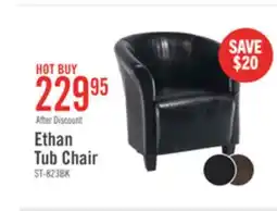 The Brick Ethan 31 Faux Leather Tub-Style Accent Chair with Wood Legs - Black offer