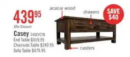 The Brick Casey 48 Rustic Coffee Table with Storage, Shelf and Casters - Brown Wood offer