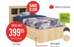 The Brick Riley Mates Bed with Bookcase Headboard Set for Kids, Made in Canada, Natural - Twin Size offer