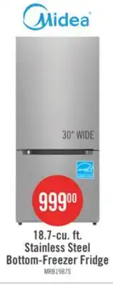 The Brick Midea 18.7 Cu. Ft. Bottom-Freezer Refrigerator - MRB19B7AST offer