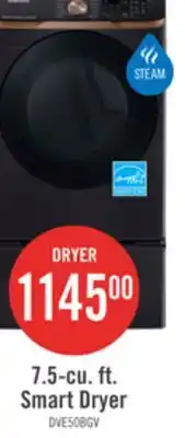 The Brick Samsung 7.5 Cu. Ft. Electric Dryer with Steam - Black Stainless Steel - Stackable - DVE50BG8300VAC offer