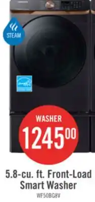 The Brick Samsung 5.8 Cu. Ft. Front-Load Steam Washer - Black Stainless Steel - Stackable - WF50BG8300AVUS offer