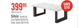 The Brick Silvia 48 Modern Coffee Table - White and Grey Marble Look with Brown Wood Legs offer