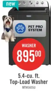 The Brick Maytag 5.4 Cu Ft. Top Load Agitator Washer with Pet Pro Option - Volcano Black - MTW5605RU offer