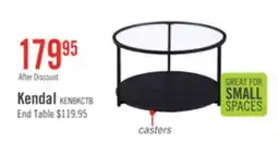 The Brick Kendal 31.5 Modern Round Glass Top Coffee Table with Casters - Black offer