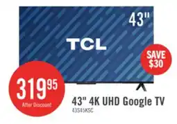 The Brick TCL 43 S45K 4K UHD Google Smart TV offer