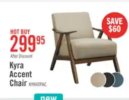 The Brick Kyra 28.5 Linen-Look Fabric Accent Chair with Curved Arms and Wood Frame - Taupe offer