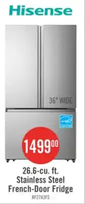 The Brick Hisense 36 26.6 Cu. Ft. French-Door Refrigerator - Titanium - RF27A3FSE offer