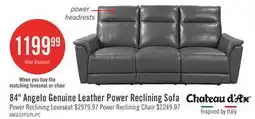 The Brick Chateau d'Ax Angelo 84.25 Genuine Leather Power Reclining Sofa with Power Headrests - Grey offer