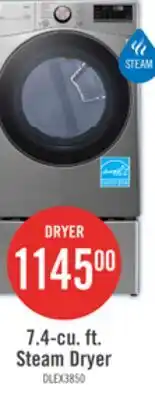 The Brick LG 7.4 Cu. Ft. Smart Electric Dryer with Steam - Graphite Steel - Stackable - DLEX3850V offer