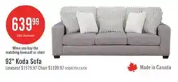 The Brick Made in Canada Koda 92 Chenille and Faux Fur Fabric Sofa with Removable Cushions - Plush Paloma Grey offer