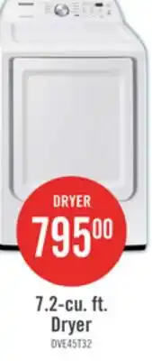 The Brick Samsung 7.2 Cu. Ft. Electric Dryer - White - DVE45T3200W/AC offer