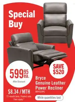 The Brick Bryce Genuine Leather Power Recliner offer