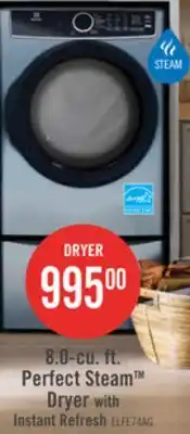 The Brick Electrolux 8 Cu. Ft. Electric Dryer with Steam - Glacier Blue - Stackable - ELFE743CAG offer