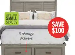 The Brick Levi Platform Storage Bed with Headboard & Frame, Wooden, Drift Grey - Queen Size offer