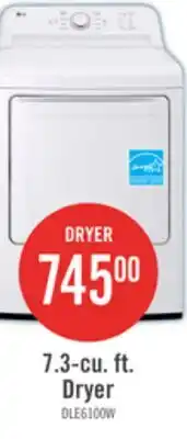 The Brick LG 7.3 Cu. Ft. Electric Dryer - White - DLE6100W offer