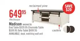 The Brick Madison 50 Rustic Coffee Table With Storage, Shelf and Casters - White Wood offer