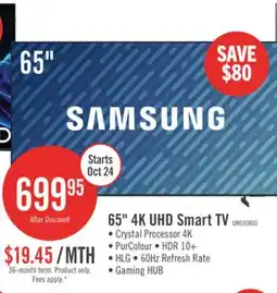 The Brick SAMSUNG 65 U8000 Crystal 4K UHD Smart Tizen OS TV (UN65U8000FFXZC) - 2025 Model offer