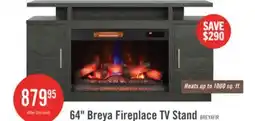 The Brick Breya 64 Modern Electric Fireplace TV Stand with Storage & USB Charging for TVs up to 70- Grey offer
