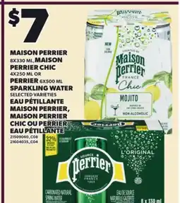Independent City Market MAISON PERRIER, 8X330 ML, MAISON PERRIER CHIC, 4X250 ML OR PERRIER, 6X500 ML SPARKLING WATER offer
