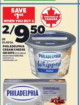 Independent City Market PHILADELPHIA CREAM CHEESE OR DIPS, 227/250 G offer
