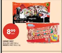 Shoppers Drug Mart CARNABY SWEET MEGA MIX CANDY BAG or ROCKETS CANDY ROLLS offer