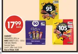 Shoppers Drug Mart CADBURY FAVOURITES (90's) or MARS VARIETY (95's - 105's) FUN SIZE TREATS offer