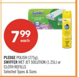 Shoppers Drug Mart PLEDGE POLISH (275g), SWIFFER WET JET SOLUTION (1.25L) or CLOTH REFILLS offer