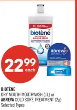 Shoppers Drug Mart BIOTÈNE DRY MOUTH MOUTHWASH (1L) or ABREVA COLD SORE TREATMENT (2g) offer