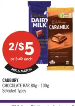 Shoppers Drug Mart CADBURY CHOCOLATE BAR offer