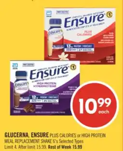 Shoppers Drug Mart GLUCERNA, ENSURE PLUS CALORIES or HIGH PROTEIN MEAL REPLACEMENT SHAKE offer