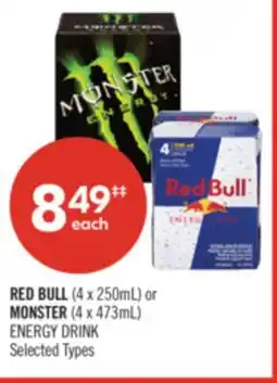 Shoppers Drug Mart RED BULL (4 x 250mL) or MONSTER (4 x 473mL) ENERGY DRINK offer