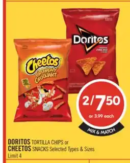 Shoppers Drug Mart DORITOS TORTILLA CHIPS or CHEETOS SNACKS offer
