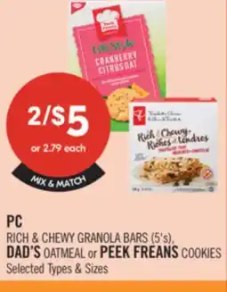 Shoppers Drug Mart PC RICH & CHEWY GRANOLA BARS (5's), DAD'S OATMEAL or PEEK FREANS COOKIES offer