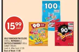 Shoppers Drug Mart JOLLY RANCHER/TWIZZLERS (100's), MAYNARDS or SKITTLES/STARBURST (90's) CANDY TREATS offer