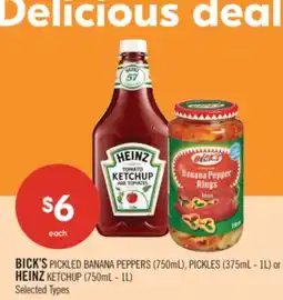 Shoppers Drug Mart BICK'S PICKLED BANANA PEPPERS (750mL), PICKLES (375mL - 1L) or HEINZ KETCHUP (750mL - 1L) offer