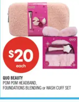 Shoppers Drug Mart QUO BEAUTY POM POM HEADBAND, FOUNDATIONS BLENDING or WASH CUFF SET offer