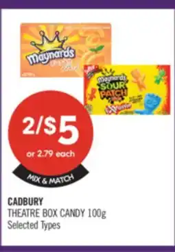 Shoppers Drug Mart CADBURY THEATRE BOX CANDY 100g offer