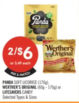 Shoppers Drug Mart PANDA SOFT LICORICE (170g), WERTHER'S ORIGINAL (60g - 1705g) or LIFESAVERS CANDY offer