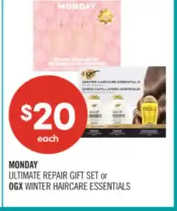 Shoppers Drug Mart MONDAY ULTIMATE REPAIR GIFT SET or OGX WINTER HAIRCARE ESSENTIALS offer
